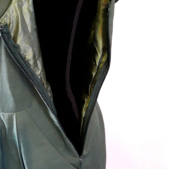 Fab'rik Olive Green Ruffled Off The Shoulder Dress - Picture 11 of 14